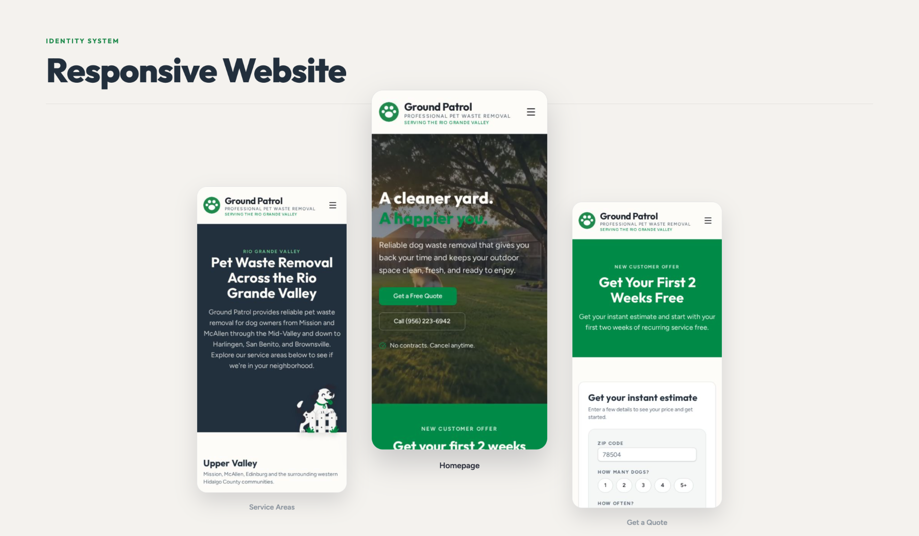 Ground Patrol website across desktop, tablet and mobile