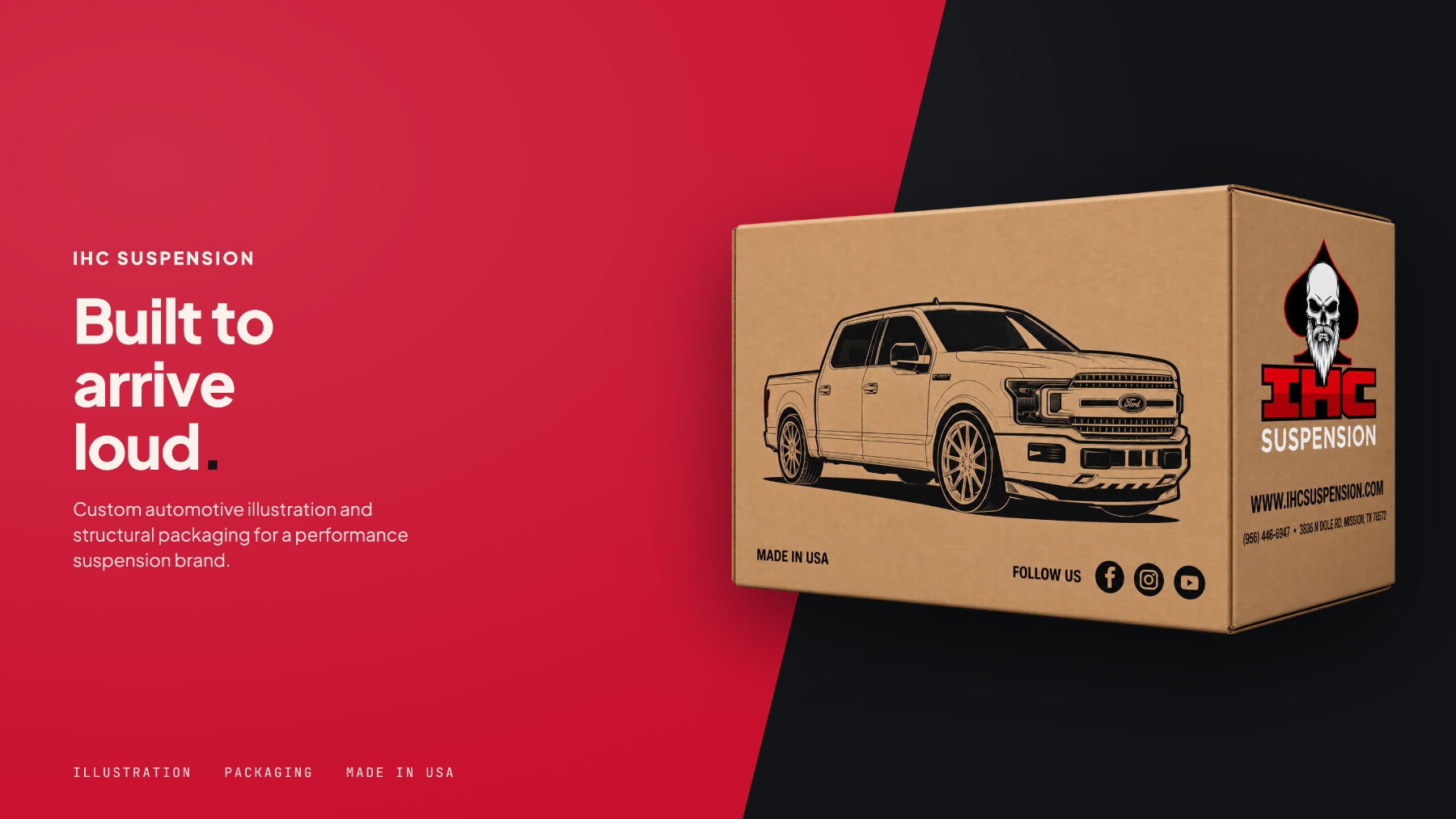 IHC Suspension packaging with custom vehicle illustration