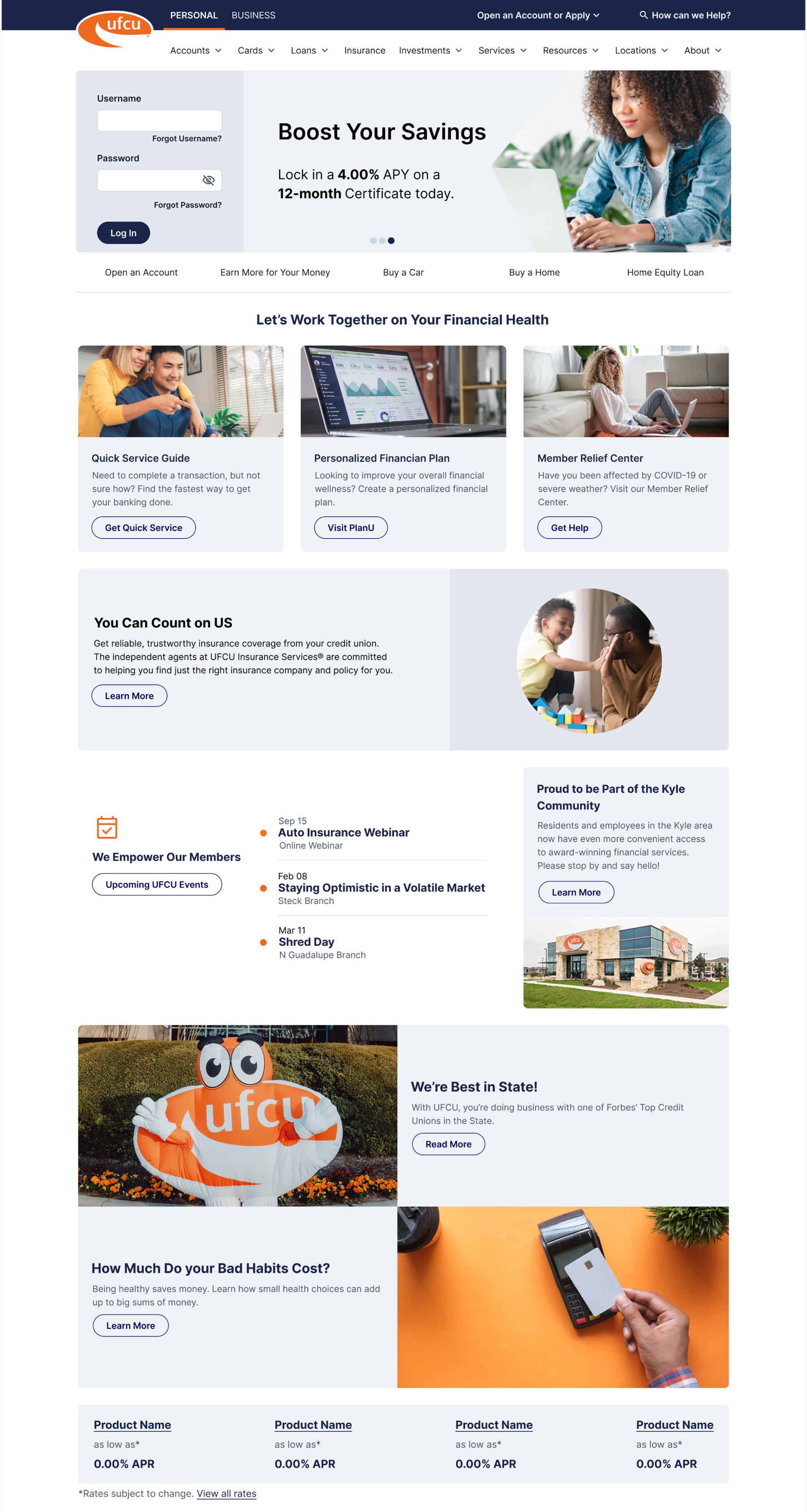 UFCU website homepage design