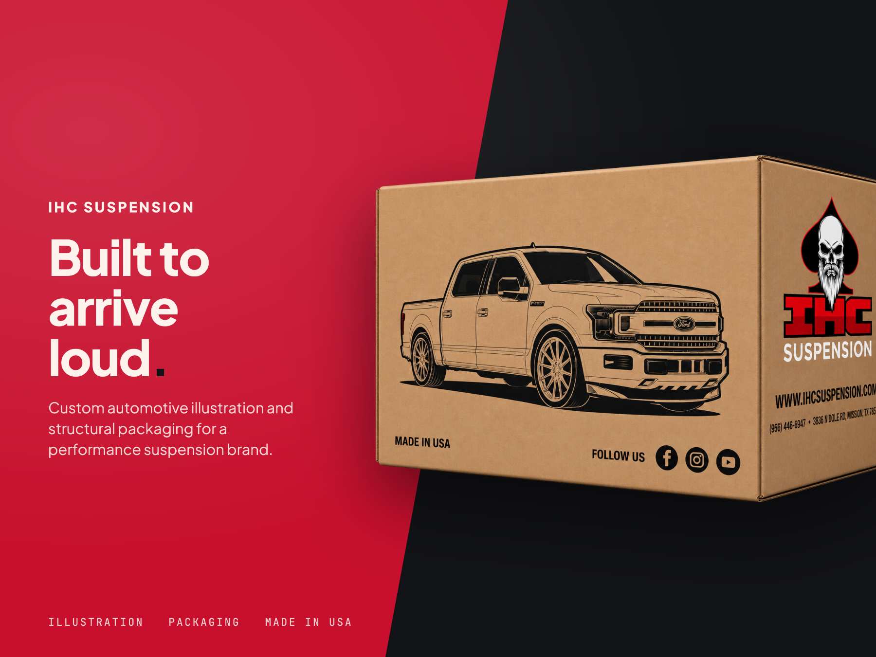 IHC Suspension packaging with custom vehicle illustration
